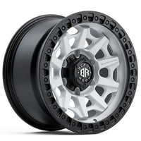 BLACK ROCK l CAGE SATIN WHITE W/ BLACK RING
