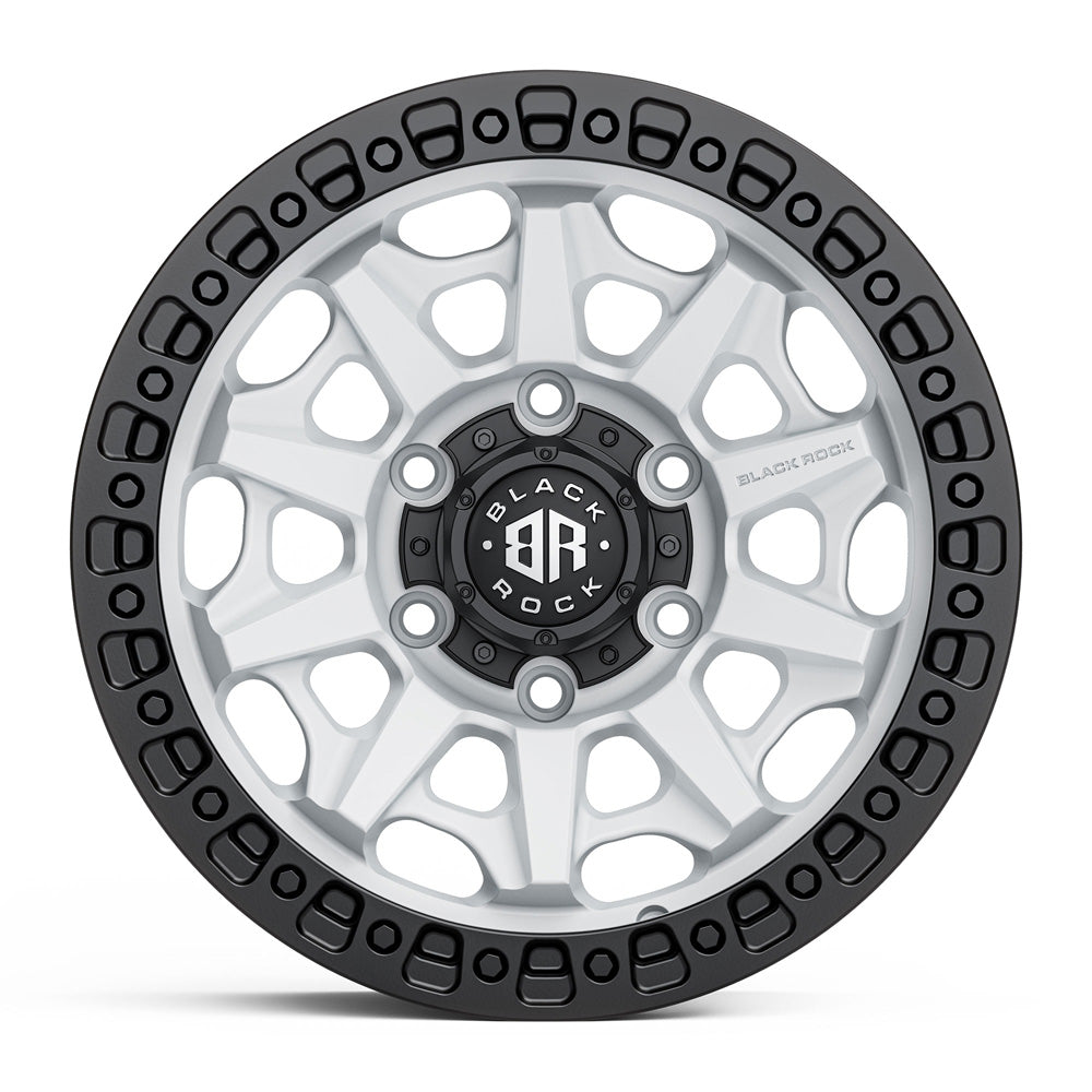 BLACK ROCK l CAGE SATIN WHITE W/ BLACK RING