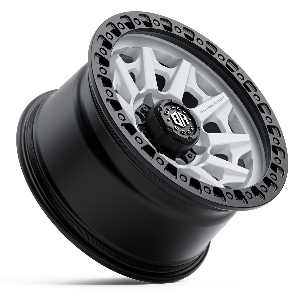 BLACK ROCK l CAGE SATIN WHITE W/ BLACK RING