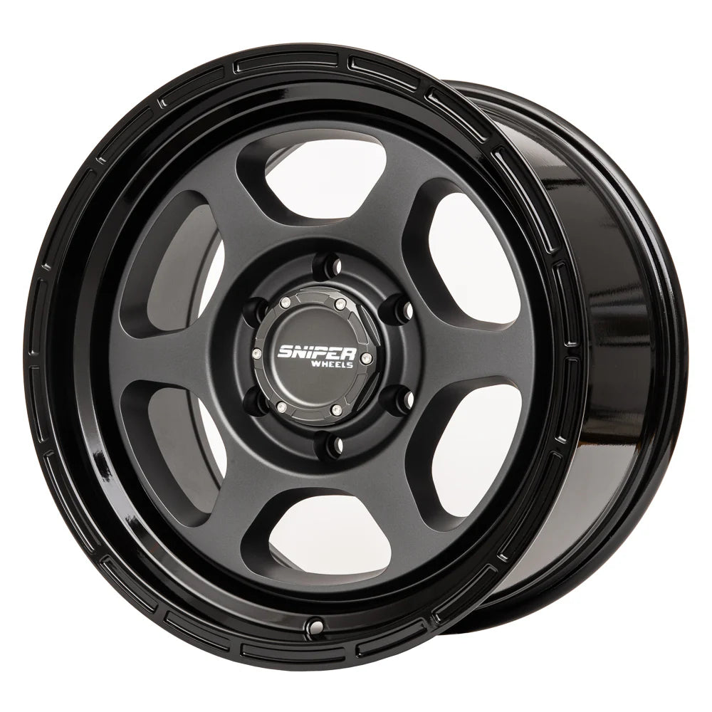 Sniper Wheels l FRONTLINE Matt Gun Metallic / Gloss Black Lip