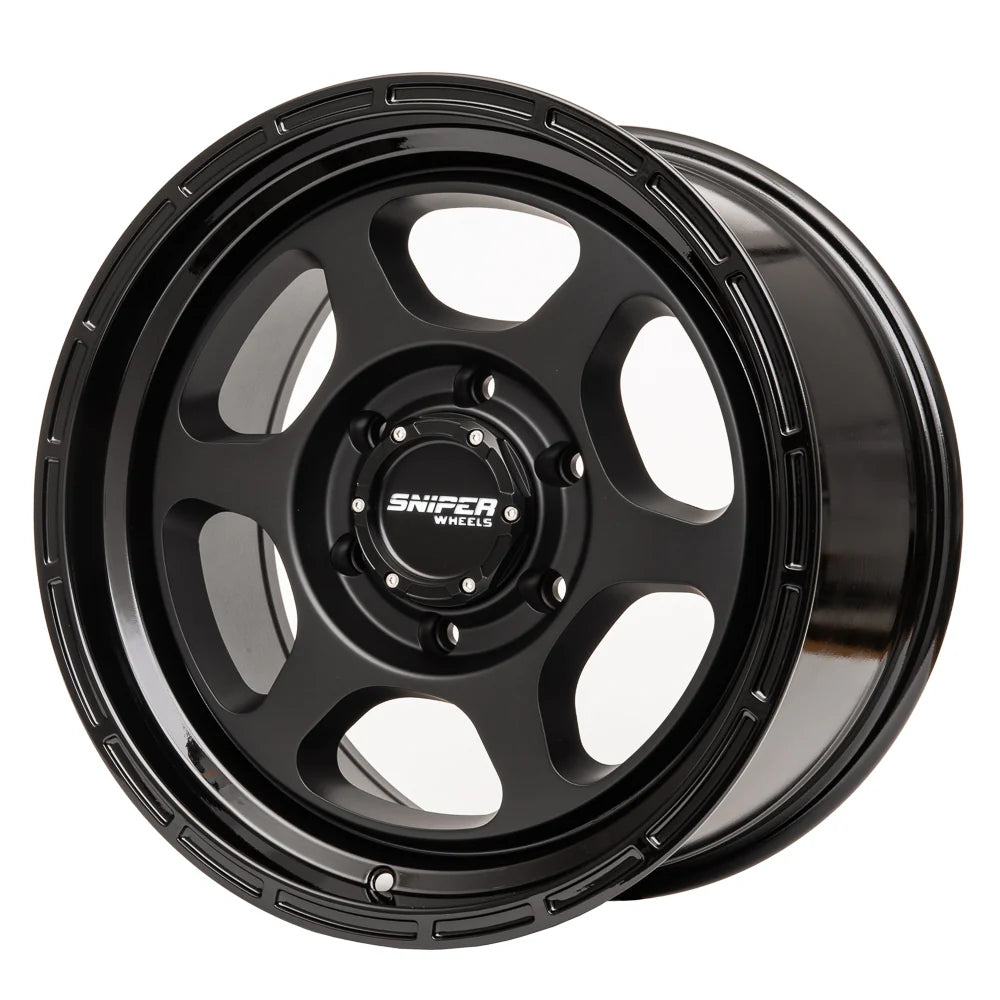 Sniper Wheels l FRONTLINE Matt Black / Gloss Black lip