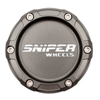 Sniper Wheels Matt Gun Metallic Centre Cap White Lettering