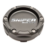Sniper Wheels Matt Gun Metallic Centre Cap White Lettering