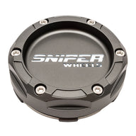 Sniper Wheels Matt Gun Metallic Centre Cap White Lettering