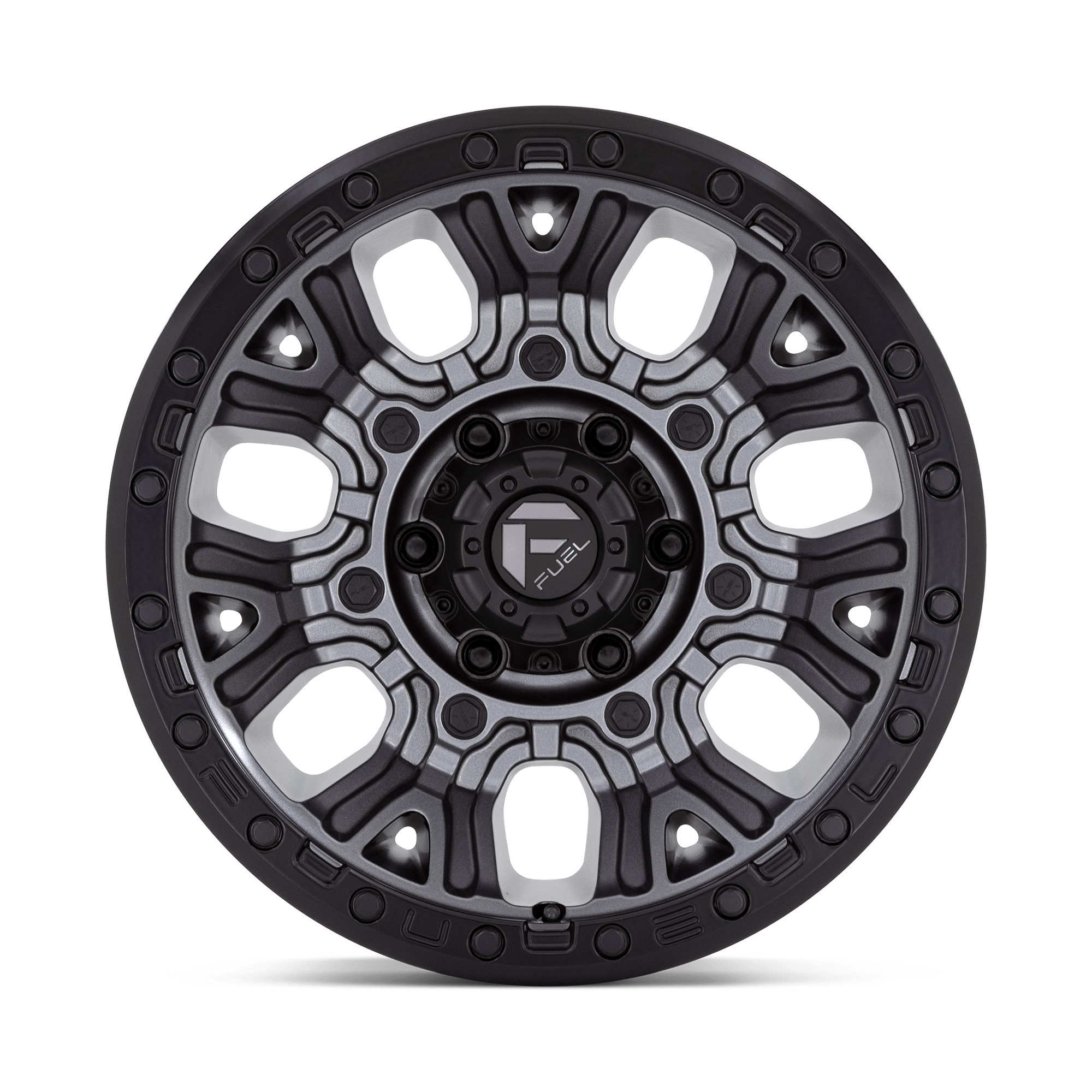 FUEL l TRACTION Model D825 MATTE GUNMETAL W/ BLACK RING